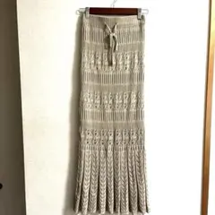 【美品】Heather ヘザー クロシェ透かし編み ロングニットスカート F