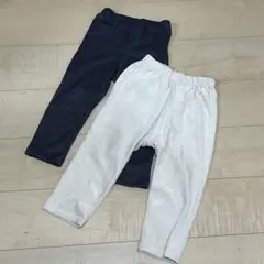 【匿名配送】エバクロ/GU裏起毛レギンスパンツ100㎝2枚ネイビー系ホワイト系
