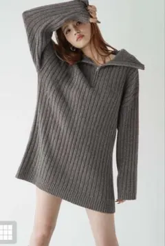 グレイル　ハーフジップリブニットワンピース