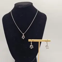 シルバー925 フラワー ネックレス ピアス セット プルメリア 40cm 
