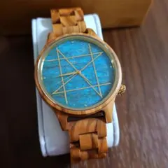 RINGS WATCH 木製腕時計 クロノグラフ ブルーベゼル Nami 波 - メルカリ