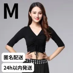 社交ダンス ベリーダンス レッスンウェア トップス ブラック Mサイズのサムネイル