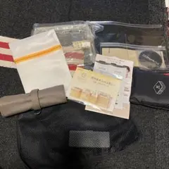 MAC ミラーメイクポーチ トラベル収納　ブラック M 無印　筆ケースセット