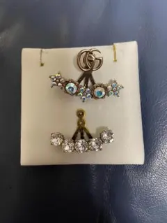 0002■　新品　ミケーレ期　GUCCI　クリスタル　ダブルG　ピアス　シングルのサムネイル