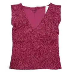 Brandy Melville ピンク　レオパード　vネック　トップス