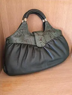 ヴィンテージ　ハンドバッグ　オリーブグリーン　昭和レトロ