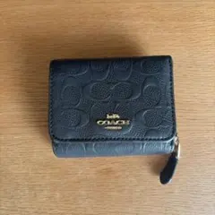 COACH ミニ財布 ブラック 三つ折り コンパクトウォレット