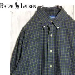 ラルフローレン◆長袖 シャツ 刺繍ロゴ チェック 人気カラー ヴィンテージ
