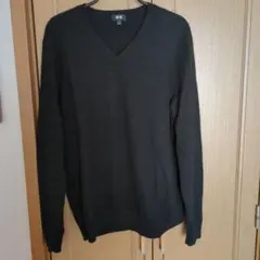 UNIQLO ブラック カシミヤVネックセーター Lサイズ
