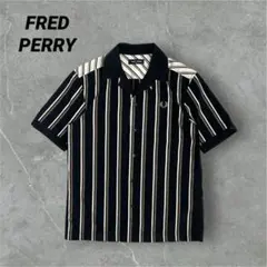 【デザイン最高】フレッドペリー　半袖シャツ　ストライプ　開襟　美品　大きめ　S