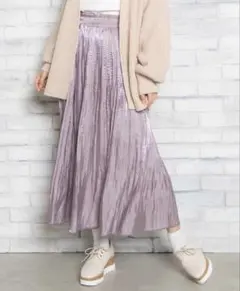 ミルキーサテンプリーツロングスカート　フリーサイズのサムネイル