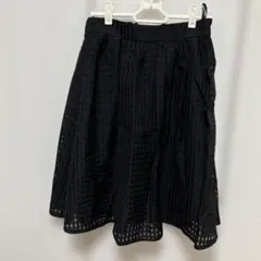 フレアスカート チェック柄 黒 ひざ丈