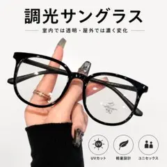 調光サングラス ウェリントン型 ユニセックス ブラック