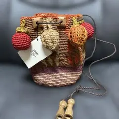 美品✨ジャマンピュエッシュ がま口 ビーズ ワンショルダーバッグ ラフィア カゴ 美品✨ジャマンピュエッシュ がま口 ビーズ ワンショルダー