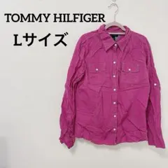 TOMMY HILFIGER 【L】ピンク 長袖シャツ 胸ポケット