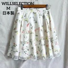 WILLSELECTION 花柄 フレアスカート シフォン ミニ丈 白 Mのサムネイル
