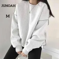 ジョノア　ドロップショルダーデザイントレーナー　スウェット　ライトグレー　M 綿