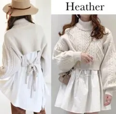 ヘザー バックリボン ハイネックニット ショート プルオーバー