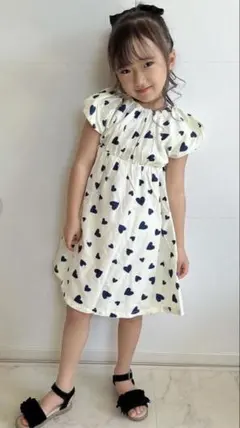 【美品】apres les cours バックリボンワンピ アイボリー 120