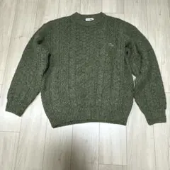《80s》chemise lacoste ケーブル編み ニット 肉厚 霜降り 5