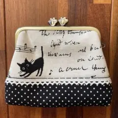 猫デザイン がま口型ポーチ