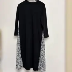 INGNI ブラックワンピース　脇に豹柄ひだスカート　美品　M￼