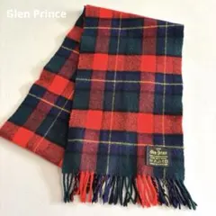 【Glen Prince】グレンプリンス　ウールタータンチェックマフラー　赤