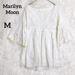 マリリンムーン チュニック ブラウス 刺繍レース フレア袖 透け感 『M相当』