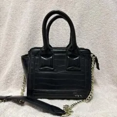 ZARA クロコ型押し ミニバッグ 2WAY チェーンショルダー ブラック