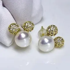 極照り 本真珠　パール　ピアス 無核 ホワイトピンク　 7mm 可愛い