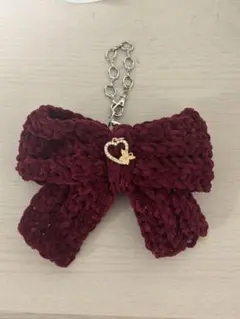 ハンドメイド 編み物 リボンチャーム プリンセスモール　赤