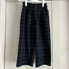 GU ネイビーグリーン チェック柄 ワイドパンツ 120cm