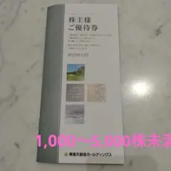 東急不動産株主様宿泊優待券1,000株以上5,000株未満