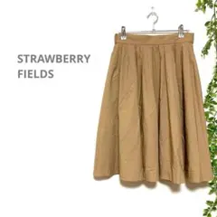 【STRAWBERRY-FIELDS￼】ひざ丈フレアスカート　裏地あり　ベージュ
