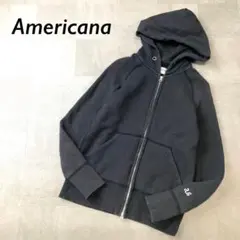 Americana ジップアップ パーカー スウェット ブラック