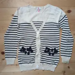 アースミュージックアンドエコロジー シンプル カーディガン リボン  ボーダー