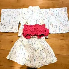 花火模様 浴衣ドレス 90cm