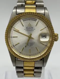 ELGIN 自動巻き 腕時計 シルバー/ゴールド