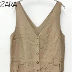 【ZARA】サロペット　オールインワン　ベージュ　M　モロッコ製