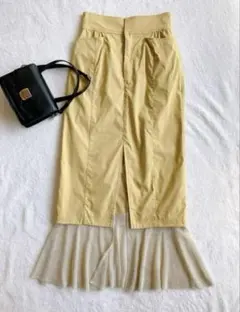 COCODEAL 異素材 ドッキング スカート スリッド マーメイド くすみ色