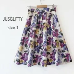 ジャスグリッティー  フレアスカート JUSGLITTY】ジャスグリッティー 大柄フラワーロングフレアスカート 1