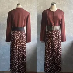 古着　ヴィンテージ レトロ　花柄総柄　ロングワンピース　希少used ビンテージ