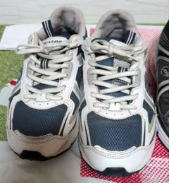 DUNLOP ランニングシューズ スニーカー 24.5 ネイビー✕ホワイト