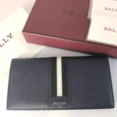 【未使用に近い】BALLY　バリー 　ネイビー 　2つ折り長財布　専用箱・布付