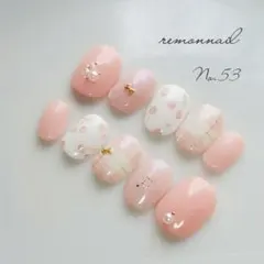 ネイルチップ サイズオーダー No.53 さくらんぼ ガーリー チェック リボン