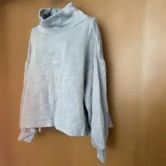 くすみブルータートルネック 長袖 トップス　ショート丈