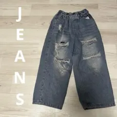 デニムブルー ダメージ加工 8Y パンツ