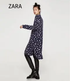 ZARA ザラ ロングシャツ・ブラウス 長袖 ドット柄