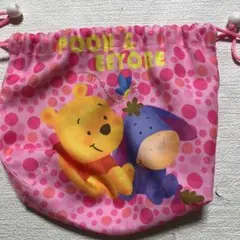 くまのプーさんの巾着袋　ディズニー　ピンクのお弁当入れ