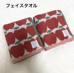 新品　シーズンリーズン　フェイスタオル　りんご　リンゴ　レッド　北欧のサムネイル